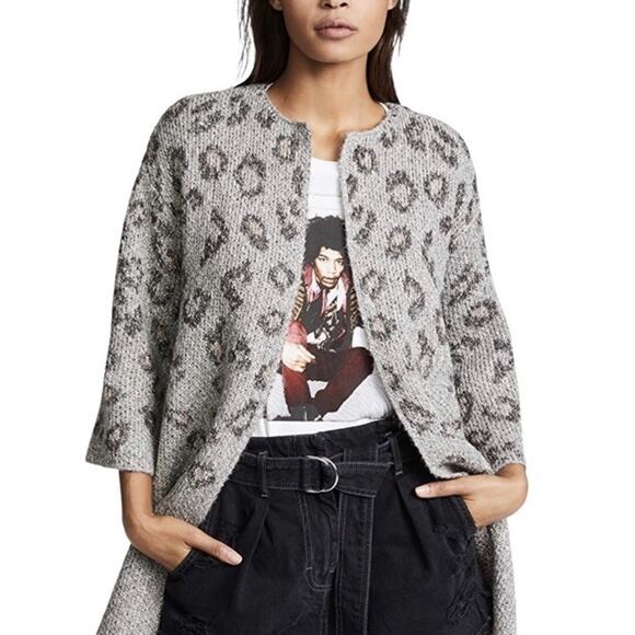 Cupcakes and Cashmere Sweaters - Cupcakes and Cashmere Animal Print Cardigan Size XS Gray NWT Anthropologie